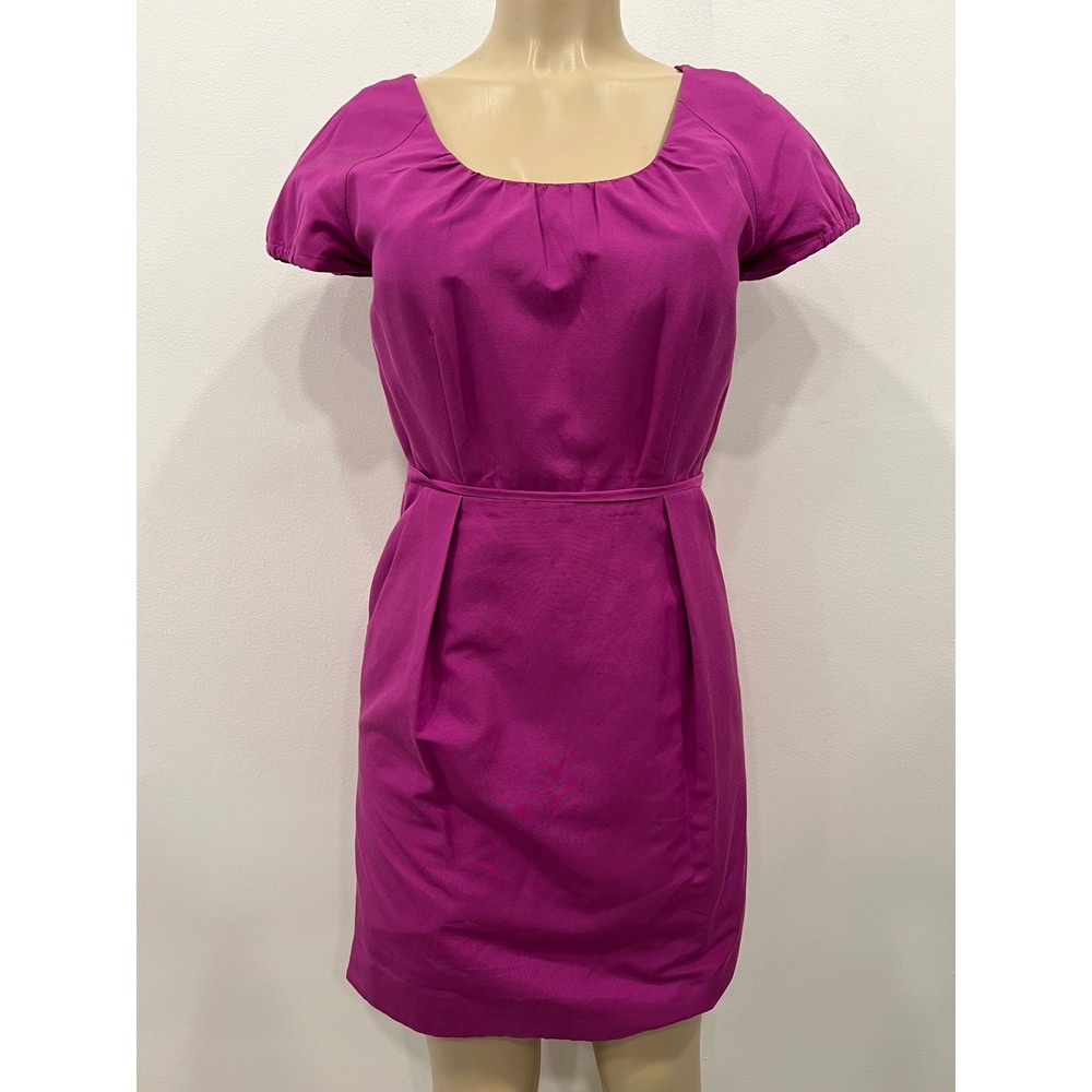 J.Crew Womens Mini Dress Magenta Pink Cotton Silk Blend Pleated Shift Size 2